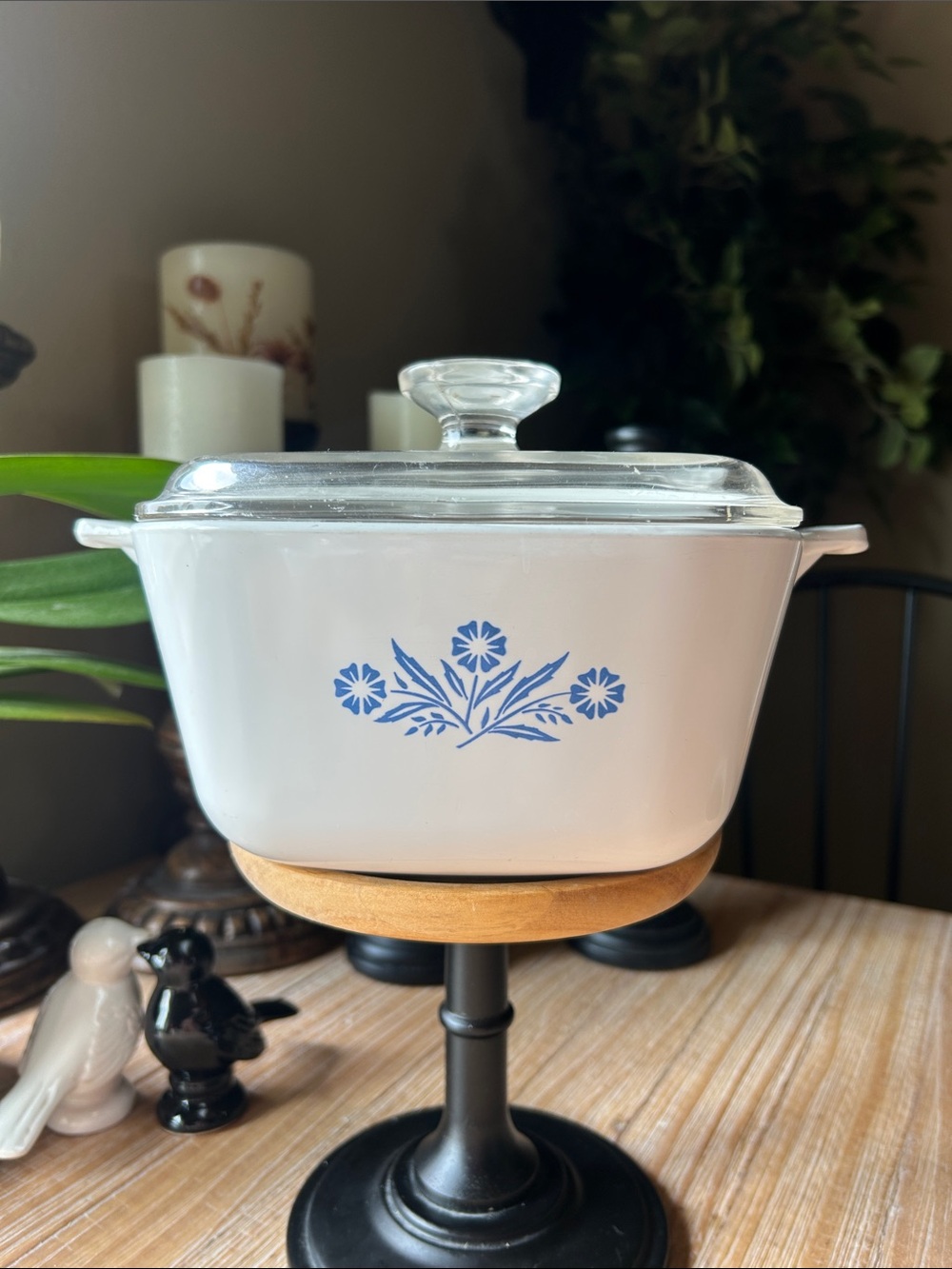 Vintage  CorningWare Blue Cornflower Casserole Dish & Glass Lid.